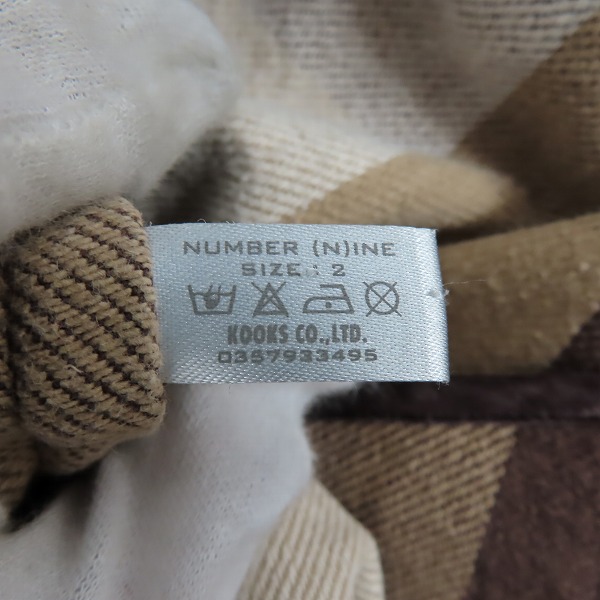 実際に弊社で買取させて頂いたNUMBER (N)INE/ナンバーナイン 日本製 袖刺繍/両胸ポケット チェックシャツ/2の画像 3枚目