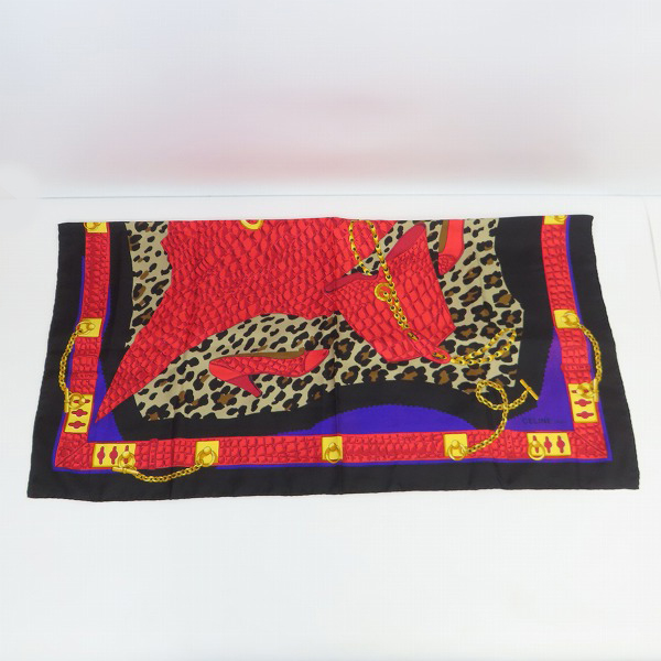 実際に弊社で買取させて頂いたCELINE/セリーヌ チェーン/クロコ/豹柄 大判ストールの画像 2枚目