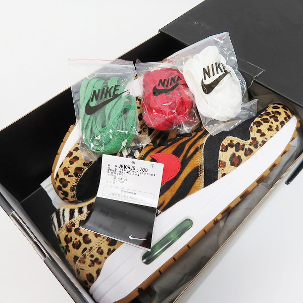 実際に弊社で買取させて頂いた【未使用】NIKE×ATMOS/ナイキ×アトモス AIR MAX 1 DLX ANIMAL PACK 2.0 エアマックス1 アニマルパック AQ0928-700/27の画像 7枚目