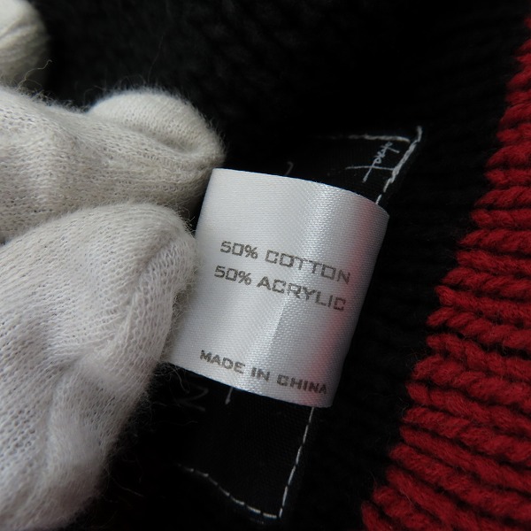 実際に弊社で買取させて頂いたNUMBER (N)INE/ナンバーナイン ボーダー バルーン ニットキャップ/ニット帽 ブラック/レッド/ONE SIZEの画像 9枚目