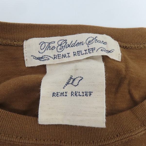 実際に弊社で買取させて頂いたREMI RELIEF×BRIEFING/レミレリーフ×ブリーフィング 胸ポケットロゴ 半袖Tシャツ/カットソー ブラウン/XLの画像 2枚目