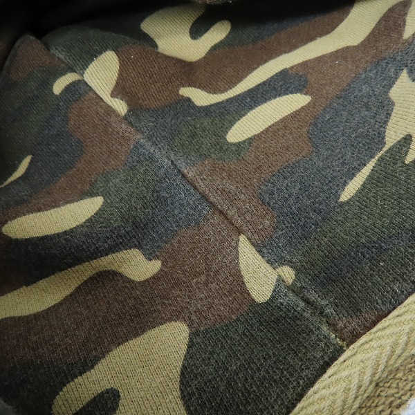 実際に弊社で買取させて頂いたHYDROGEN/ハイドロゲン カモフラ ヘッドホンスカル ダメージ加工 プルオーバーパーカー /XSの画像 6枚目