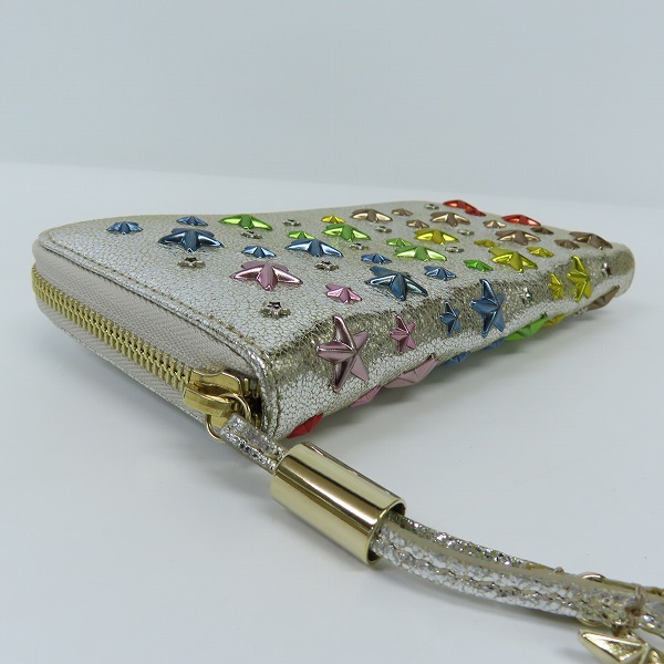 実際に弊社で買取させて頂いたJimmy Choo/ジミーチュウ レインボーカラースタッズ ラウンド長財布の画像 2枚目