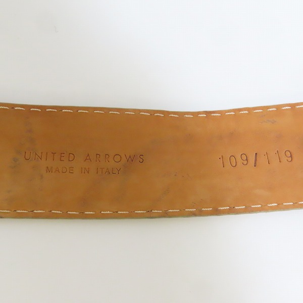 実際に弊社で買取させて頂いたUNITED ARROWS/ユナイテッドアローズ イタリア製 SOLID BRASSバックル レザーベルト/85の画像 4枚目