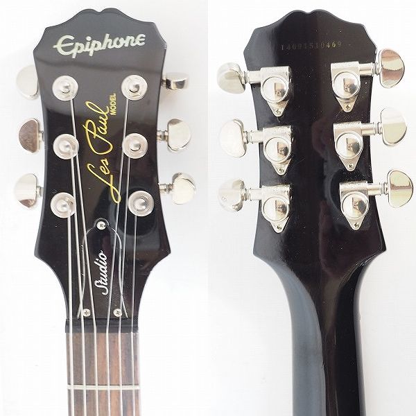 実際に弊社で買取させて頂いた★Epiphone/エピフォン Les Paul Studio Ebony/レスポール スタジオ エレキギター ギグケース付の画像 2枚目