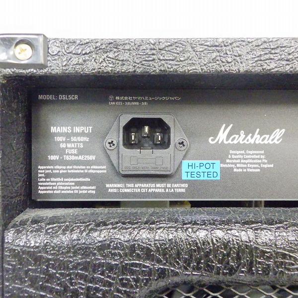 実際に弊社で買取させて頂いた★【電源ケーブル欠品】Marshall/マーシャル DSL5CR 真空管/チューブ ギター用コンボアンプ アンプ の画像 6枚目