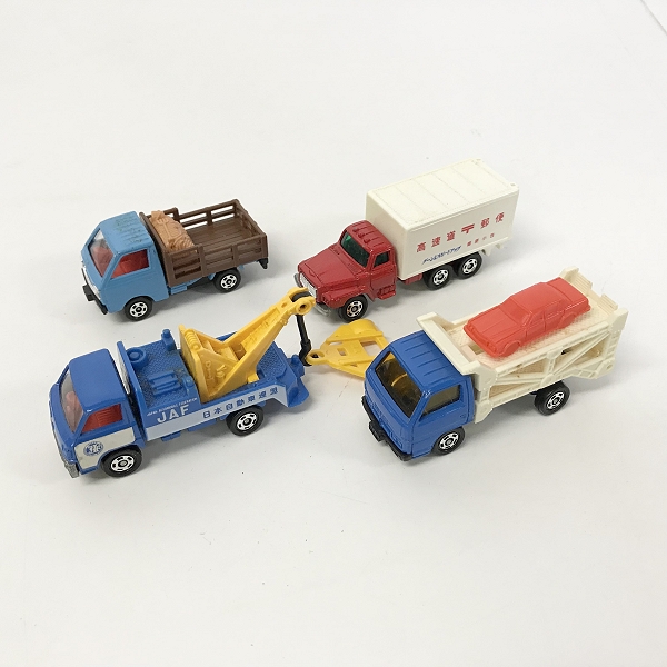 実際に弊社で買取させて頂いたTOMY/トミー トミカ 日産 ディーゼル 高速郵便車/いすゞ エルフカーキャリア 他 ミニカー/赤箱 4点セットの画像 1枚目
