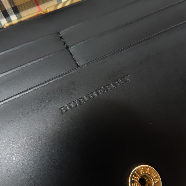 実際に弊社で買取させて頂いたBURBERRY/バーバリー チェック柄切替/がま口 二つ折り長財布の画像 6枚目