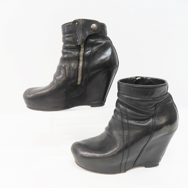 実際に弊社で買取させて頂いた【難有】Rick Owens/リックオウエンス ウェッジ ヒールブーツ の画像 3枚目