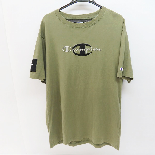 実際に弊社で買取させて頂いたChampion×ATMOS/チャンピオン×アトモス LAB S/S TEE KHAKI ロゴ刺繍Tシャツ C8-S301/XL