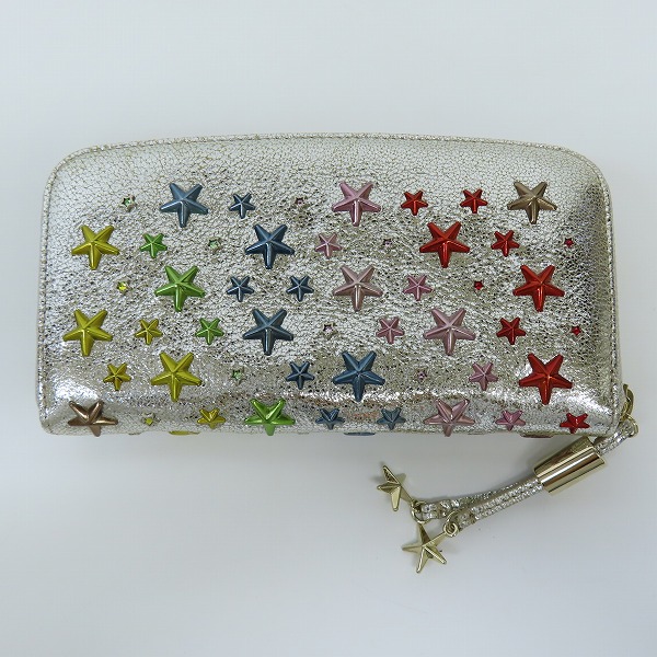 実際に弊社で買取させて頂いたJimmy Choo/ジミーチュウ レインボーカラースタッズ ラウンド長財布の画像 1枚目