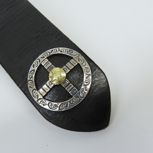 実際に弊社で買取させて頂いたFIRST ARROW'S/ファーストアローズ 放射線彫り 矢じり バックル コンチョ ベルト K18付きの画像 8枚目