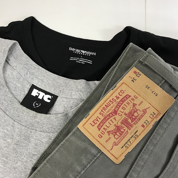 実際に弊社で買取させて頂いた【おまとめ品】LEVI’S/リーバイス EMPORIO ARMANI/エンポリオアルマーニ FTC/エフティーシー 他 Tシャツ/ワークパンツ 等の画像 1枚目