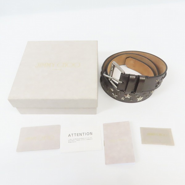 実際に弊社で買取させて頂いたJIMMY CHOO/ジミー チュウ スタースタッズ レザーベルト/90の画像 9枚目