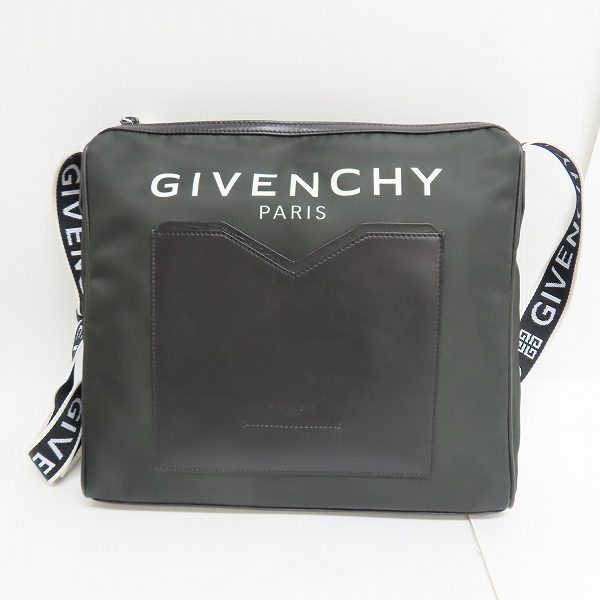 実際に弊社で買取させて頂いたGIVENCHY/ジバンシィ レザー×ナイロン ロゴラインショルダーバッグ
