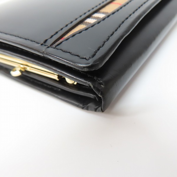 実際に弊社で買取させて頂いたBURBERRY/バーバリー チェック柄切替/がま口 二つ折り長財布の画像 9枚目