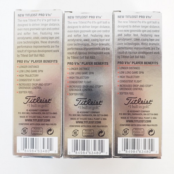 実際に弊社で買取させて頂いた【未使用】Titleist/タイトリスト PRO V1x ゴルフボール ホワイト 3スリーブの画像 2枚目