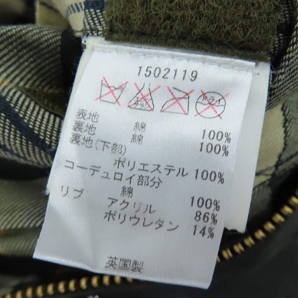 実際に弊社で買取させて頂いたBarbour/バブアー SL BEDALE/ビデイル 内チェック オイルド ジャケット/ブルゾン 1502119 C36/91CMの画像 3枚目