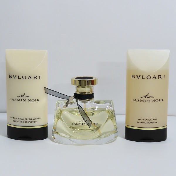 実際に弊社で買取させて頂いたBVLGARI/ブルガリ JASMIN NOIR オードパルファム/シンティレイティングボディミルク/バス&シャワージェル 3点セットの画像 1枚目