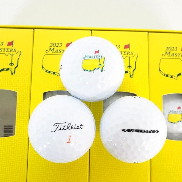 実際に弊社で買取させて頂いた【未使用/オウンネーム】Titleist/タイトリスト VELOCITY/ベロシティ 2023 MASTERS ゴルフボール ホワイト 1ダースの画像 1枚目