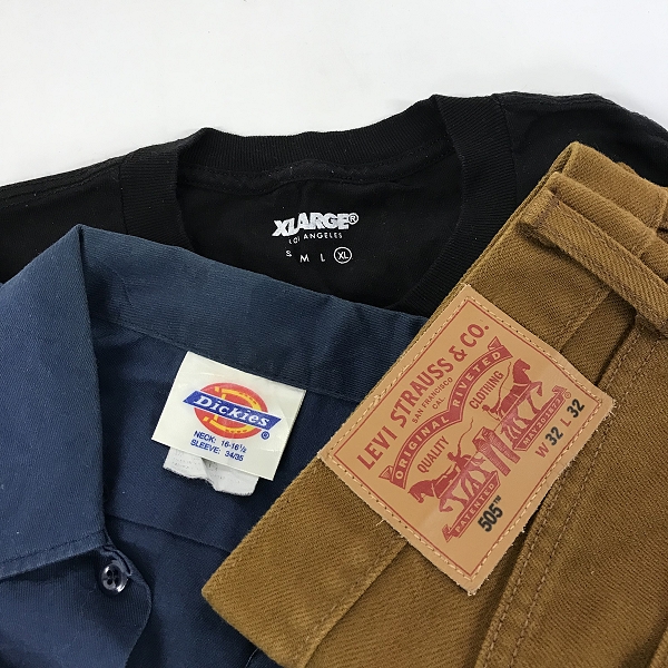 実際に弊社で買取させて頂いた【おまとめ品】X-LARGE/エクストララージ Dickies/ディッキーズ LEVI’S/リーバイス 他 Tシャツ/ワークシャツ/パンツ 等の画像 1枚目