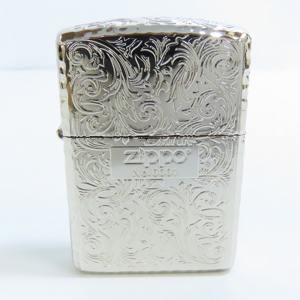 実際に弊社で買取させて頂いたZIPPO/ジッポー ARMOR CASE/アーマーケース アラベスク/唐草模様 No.0001 鏡面加工 シルバー 2022年製の画像 0枚目
