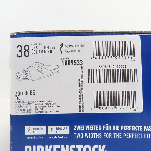 実際に弊社で買取させて頂いたBIRKENSTOCK/ビルケンシュトック ZURICH BS/チューリッヒ スエード サンダル 1009533 /38の画像 8枚目