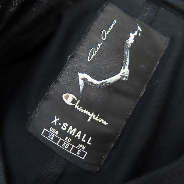 実際に弊社で買取させて頂いたRICK OWENS/リックオウエンス×Champion/チャンピオン ロゴ刺繍半袖 Tシャツ CM01B7926/Sの画像 2枚目