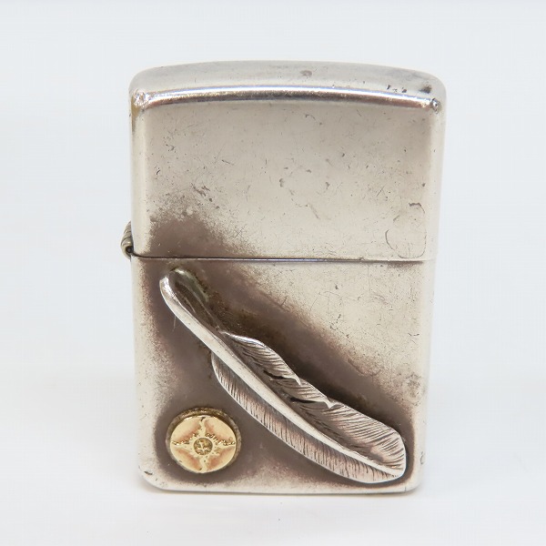 実際に弊社で買取させて頂いたZIPPO /ジッポー FIRST ARROWS/ファーストアローズ STERLING フェザーメタル貼り 2008年製