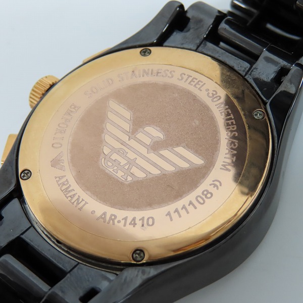 実際に弊社で買取させて頂いたEMPORIO ARMANI/エンポリオアルマーニ 腕時計 セラミカ ブラック AR1410【動作未確認】の画像 4枚目