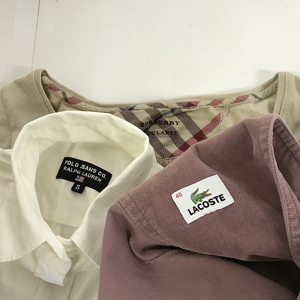 実際に弊社で買取させて頂いた【おまとめ品】BURBERRY/バーバリー LACOSTE/ラコステ POLO JEANS/ポロジーンズ 他 ロンT/シャツ/ジャケット 等の画像 1枚目