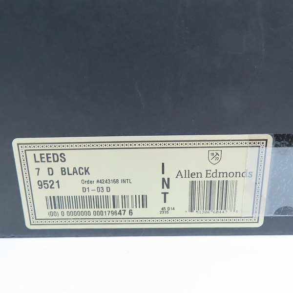 実際に弊社で買取させて頂いたALLEN EDMONDS/アレンエドモンズ LEEDS/リーズ プレーントゥ シューズ 9521/7Dの画像 9枚目