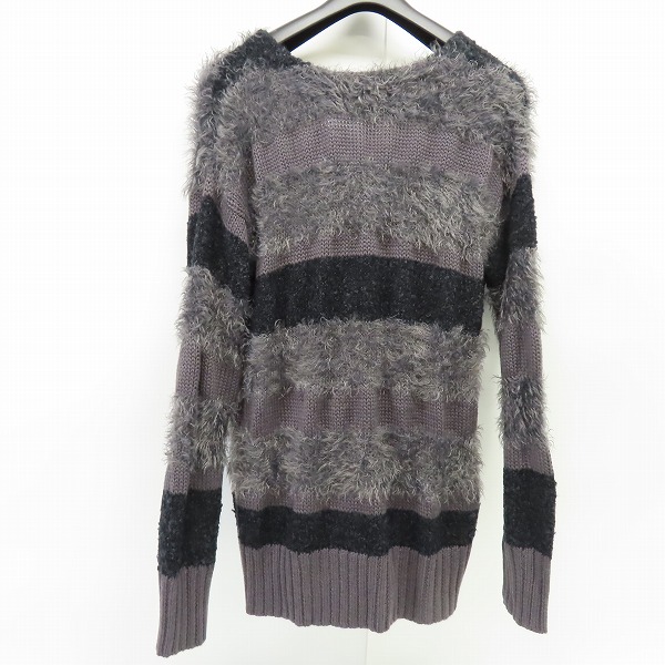 実際に弊社で買取させて頂いた【未使用】NO ID./ノーアイディー シャギーMIX ボーダー Vネック ニット/セーター 827010-120K/1の画像 1枚目