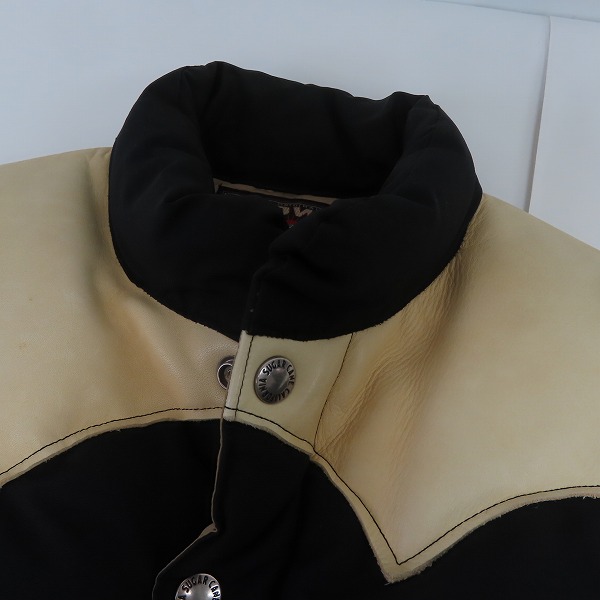 実際に弊社で買取させて頂いたSUGAR CANE/シュガーケーン レザー 切替 ダウンベスト/Sの画像 4枚目