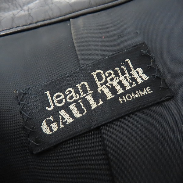 実際に弊社で買取させて頂いたJean Paul GAULTIER HOMME/ジャンポールゴルチエオム フリンジ装飾 レザー ダブル ライダースジャケット の画像 2枚目