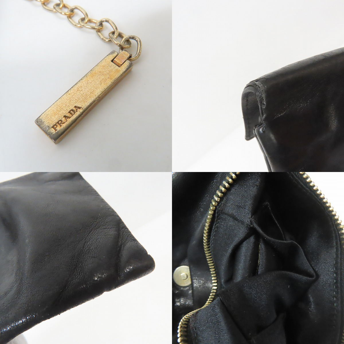 実際に弊社で買取させて頂いたPRADA/プラダ ロゴ型押し チェーン付き レザーポーチ の画像 8枚目