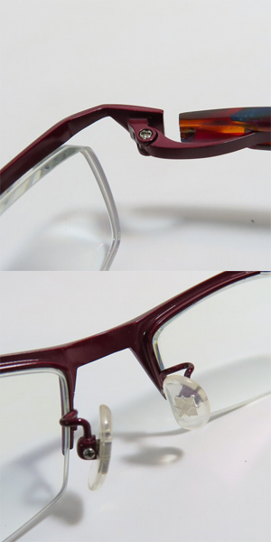 実際に弊社で買取させて頂いたless thanhuman/レスザンヒューマン Suisei スイセイ メガネフレーム アイウェア メタリックレッド系の画像 4枚目