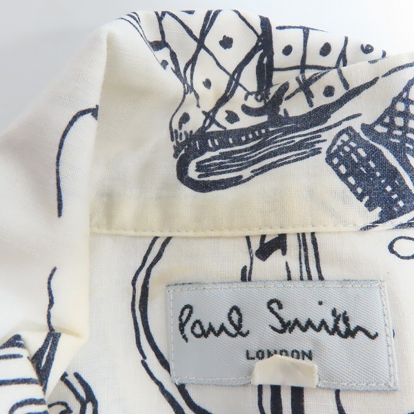 実際に弊社で買取させて頂いたPaul Smith london/ポールスミス ロンドン 半袖 シャツ 総柄 ホワイト /Lの画像 6枚目