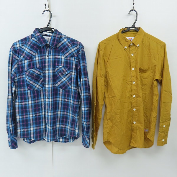 実際に弊社で買取させて頂いたDickies/ディッキーズ チェック/マスタードカラー ボタンシャツ 2点セット