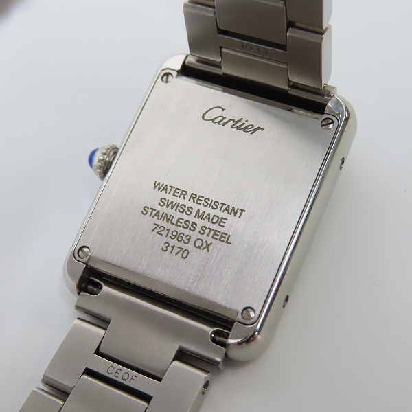 実際に弊社で買取させて頂いたCartier/カルティエ タンクソロSM スクエア シルバー文字盤 メンズ/ボーイズ腕時計 3170【動作未確認】の画像 4枚目