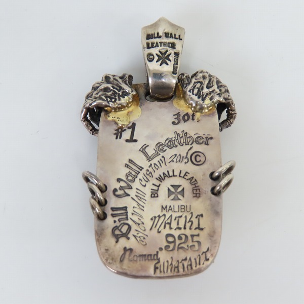 実際に弊社で買取させて頂いた【1of1/カスタム/ギャラ付】ビルウォールレザー Smooth LG ドッグタグwヴィンテージスカル 18Kゴールドパーツw2ストーンアイズの画像 2枚目