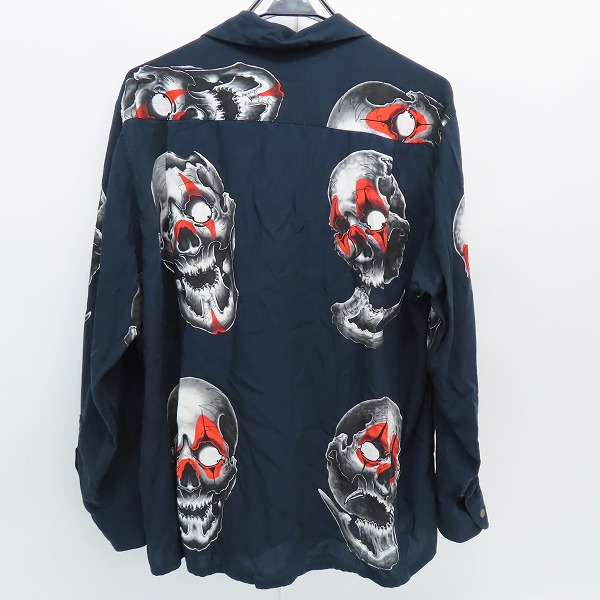 実際に弊社で買取させて頂いたWACKO MARIA×56 TATTOO STUDIO/ワコマリア×56 タトゥースタジオ 長袖 HAWAIIAN SHIRT ダークネイビー系/Lの画像 1枚目