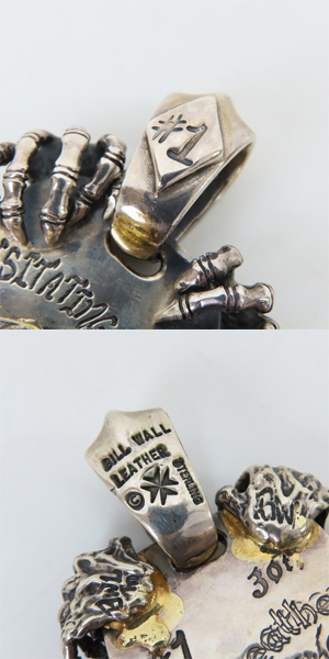 実際に弊社で買取させて頂いた【1of1/カスタム/ギャラ付】ビルウォールレザー Smooth LG ドッグタグwヴィンテージスカル 18Kゴールドパーツw2ストーンアイズの画像 6枚目