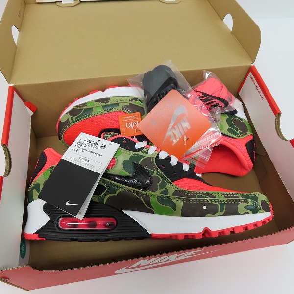 実際に弊社で買取させて頂いた【未使用】NIKE×atmos/ナイキ×アトモス AIR MAX 90 SP REVERSE DUCK CAMO エアマックス90 ダックカモ CW6024-600/27の画像 7枚目