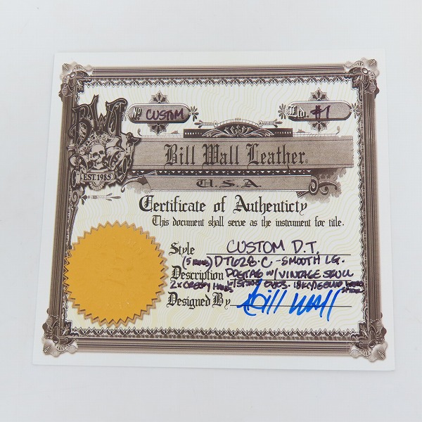 実際に弊社で買取させて頂いた【1of1/カスタム/ギャラ付】ビルウォールレザー Smooth LG ドッグタグwヴィンテージスカル 18Kゴールドパーツw2ストーンアイズの画像 8枚目