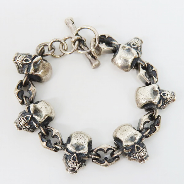 実際に弊社で買取させて頂いたCRAZY PIG/クレイジーピッグ 6サイコキラースカルリンク ブレスレット トライバルTバーの画像 1枚目