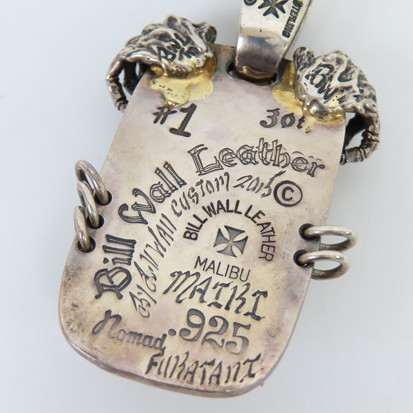 実際に弊社で買取させて頂いた【1of1/カスタム/ギャラ付】ビルウォールレザー Smooth LG ドッグタグwヴィンテージスカル 18Kゴールドパーツw2ストーンアイズの画像 5枚目