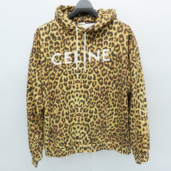 実際に弊社で買取させて頂いた【JPタグ】CELINE/セリーヌ 21SS ロゴプリントデザイン レオパード プルオーバーパーカー/スウェット 2Y321519M/XXL