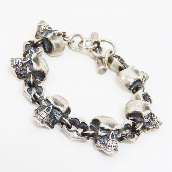 実際に弊社で買取させて頂いたCRAZY PIG/クレイジーピッグ 6サイコキラースカルリンク ブレスレット トライバルTバー