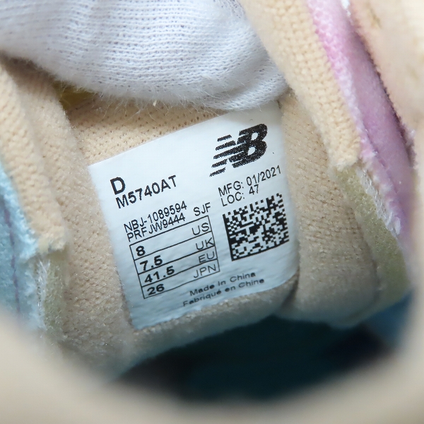実際に弊社で買取させて頂いた【未使用】NEW BALANCE×atmos/ニューバランス×アトモス 57/40 Beachside/ビーチサイド ローカットスニーカー M5740AT/26の画像 5枚目